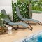 2-Pack Light Green Rocking Chaise Lounge Steel Fabric Outdoor Patio Chair 330lbs